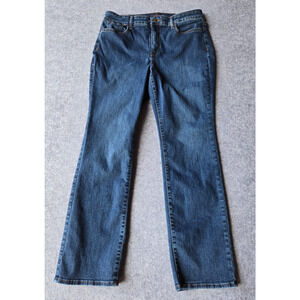 NYDJ Jeans Women's Size 12P Marilyn Straight Mid-Rise Medium Wash 30x32